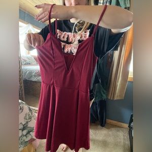 Women’s Skater dress - plunged neck - size small - deep red
